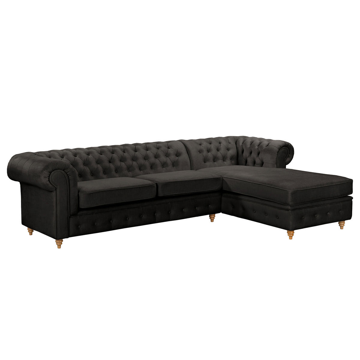 ECKSOFA Laura in Mikrofaser Anthrazit  284/182 cm  - Anthrazit/Braun, Design, Holz/Textil (284/182cm) - P & B