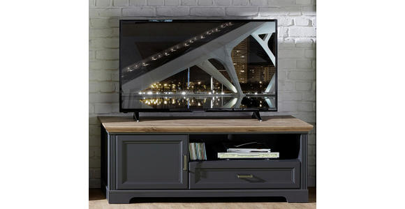 TV-ELEMENT Holzwerkstoff Eiche Artisan  - Graphitfarben/Eiche Artisan, ROMANTIK / LANDHAUS, Holzwerkstoff/Metall (143/54/51cm) - Hom`in