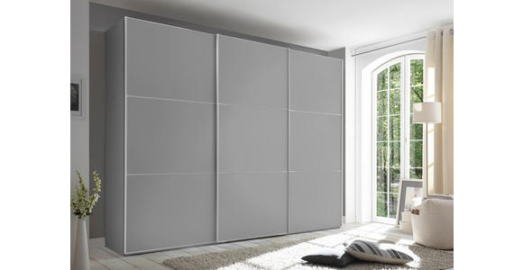 SCHWEBETÜRENSCHRANK  in Grau  - Alufarben/Grau, Holzwerkstoff/Metall (280/222/68cm) - Moderano