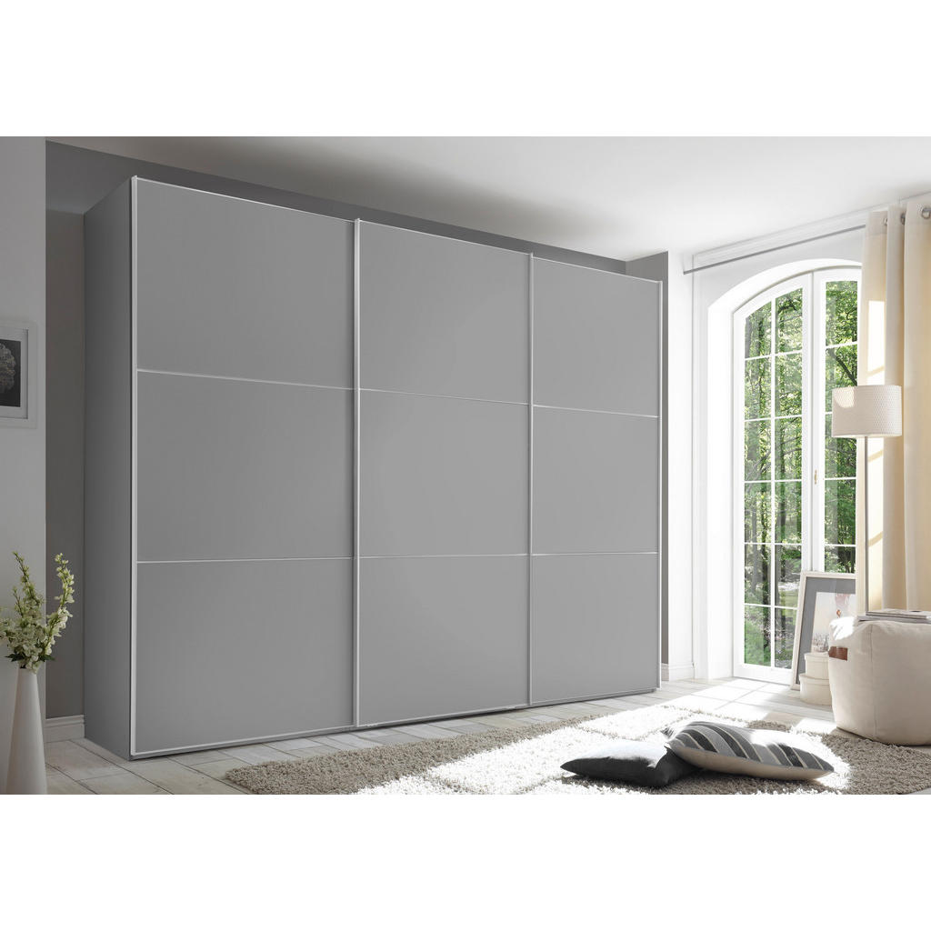 Thumbnail - Moderano Schwebetürenschrank, Grau, Holzwerkstoff, 6 Fächer, 2 Schubladen, 280x222x68 cm, Goldenes M, BQ - Bündnis für Q...