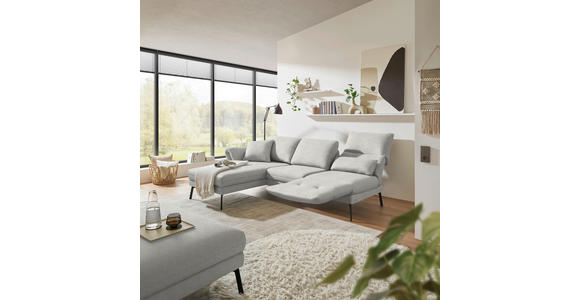 ECKSOFA  in Flachgewebe Silberfarben  175-224/255-365 cm  - Silberfarben/Schwarz, Design, Textil/Metall (175-224/255-365cm) - Dieter Knoll