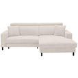 ECKSOFA in Flachgewebe Creme  262/166 cm  - Creme/Schwarz, Design, Textil/Metall (262/166cm) - Xora