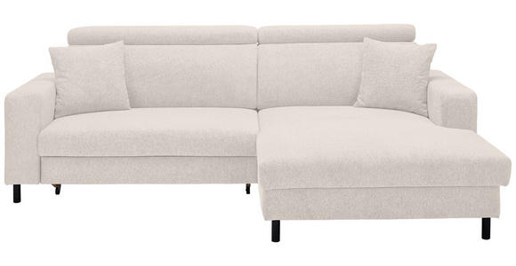 ECKSOFA in Flachgewebe Creme  262/166 cm  - Creme/Schwarz, Design, Textil/Metall (262/166cm) - Xora