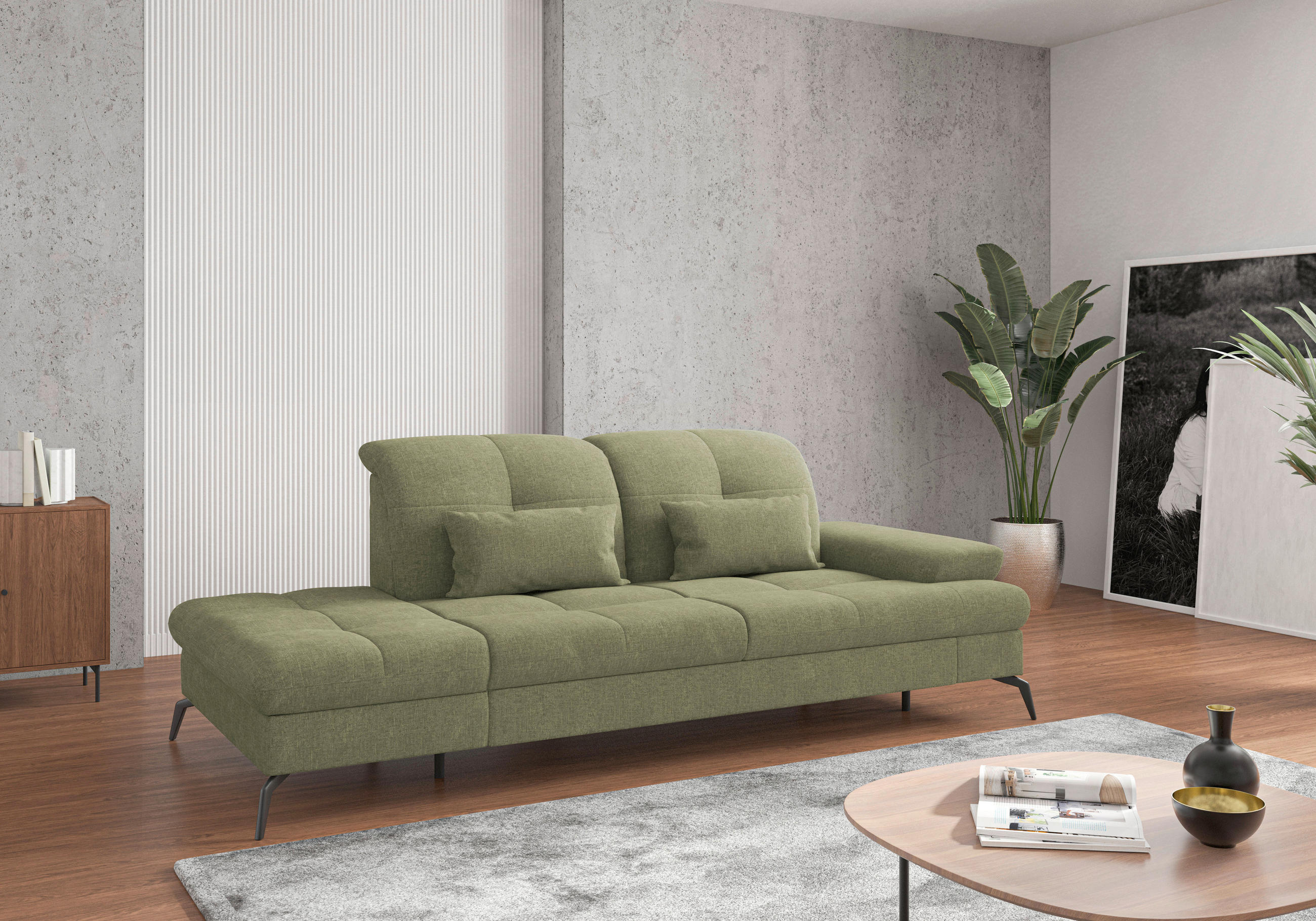 LENOŠKA, textil, světle zelená - černá/světle zelená, Konvenční, kov/textil (231/90/122cm) - Sit & More