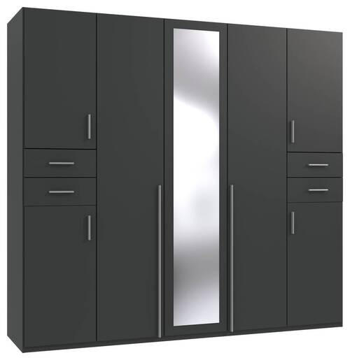DREHTÜRENSCHRANK in Graphitfarben - Weiss/Silberfarben, Basics, Holzwerkstoff (225/208/58cm) - MID.YOU