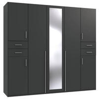 DREHTÜRENSCHRANK in Graphitfarben  - Weiss/Silberfarben, Basics, Holzwerkstoff (225/208/58cm) - MID.YOU