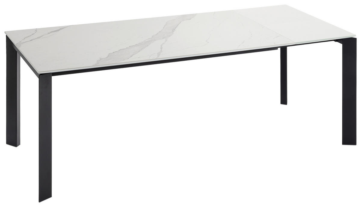 ESSTISCH in Metall, Keramik 160-250/90/75 cm  - Weiss/Schwarz, Design, Keramik/Metall (160-250/90/75cm) - Novel