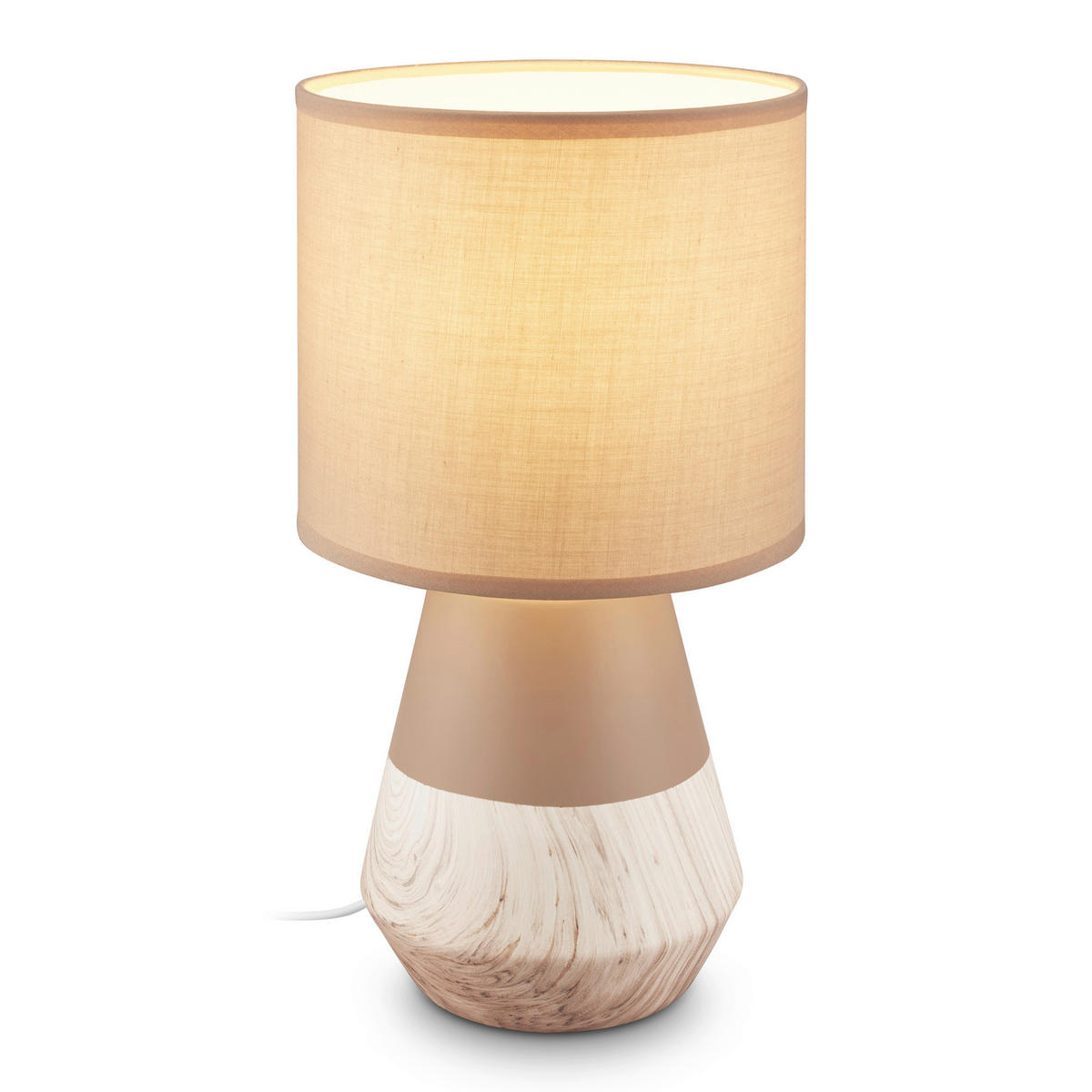 LED ASZTALI LÁMPA - bézs, Basics, textil/fa (18/34cm)