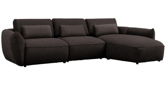 ECKSOFA  in Chenille Schwarzbraun  340/190 cm  - Schwarzbraun/Walnussfarben, Design, Kunststoff/Textil (340/190cm) - Belluti