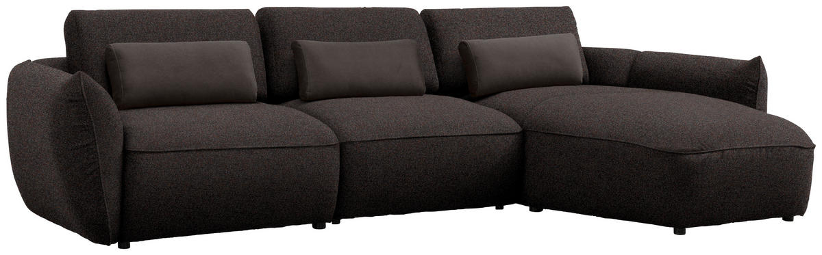 ECKSOFA  in Chenille Schwarzbraun  340/190 cm  - Schwarzbraun/Walnussfarben, Design, Kunststoff/Textil (340/190cm) - Belluti