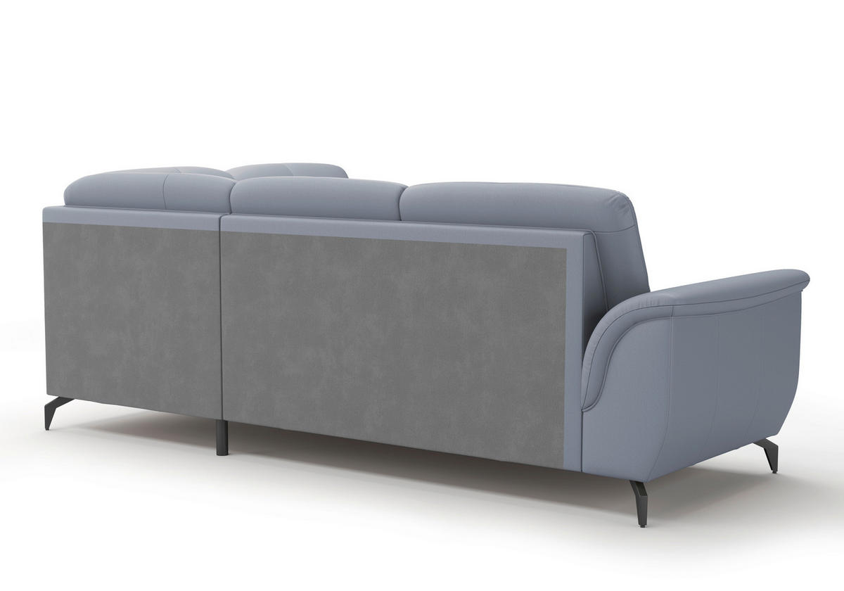 ECKSOFA in Vliesstoff Kombination Echtleder/Stoff Graublau  244/212 cm  - Graublau/Schwarz, MODERN, Leder/Textil (244/212cm) - Sit & More