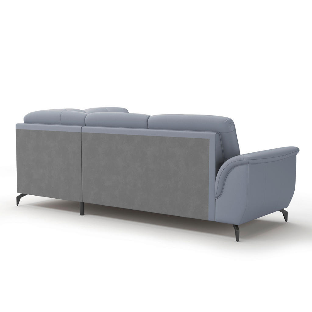 Thumbnail - Sit & More Ecksofa Zora E, Graublau, Textil, Leder, Kombination Echtleder/Stoff, Nappaleder, 5,5-Sitzer, Ottomane rechts...