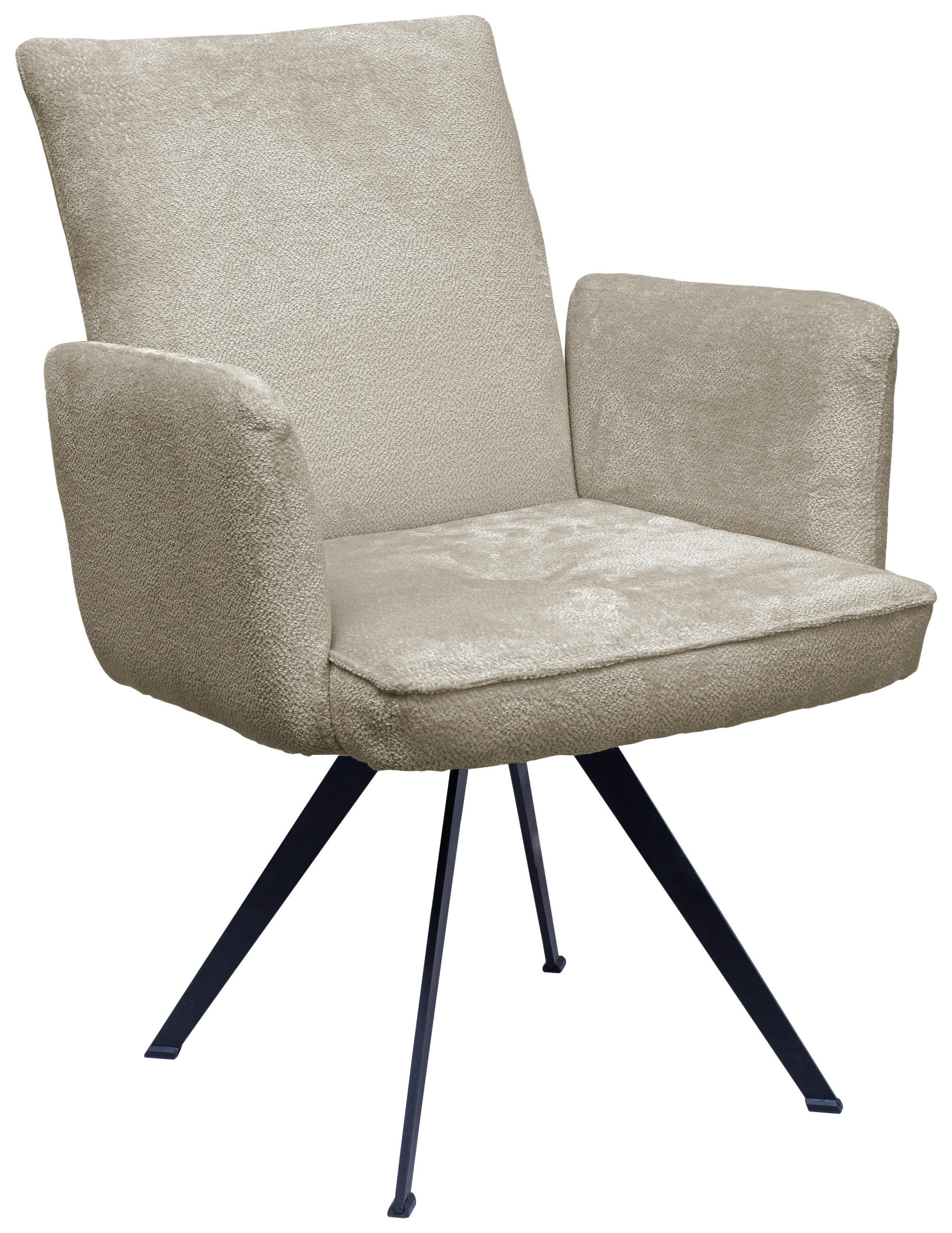 ARMLEHNSTUHL  in Eisen Teddystoff  - Taupe/Schwarz, Design, Textil/Metall (63/87/71cm) - Welnova