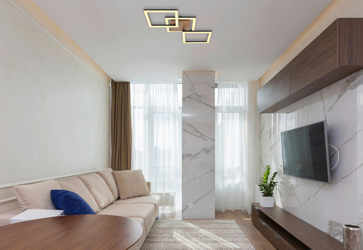 LED-DECKENLEUCHTE 66/31/7,5 cm   - Dunkelbraun/Opal, Design, Holz/Kunststoff (66/31/7,5cm) - Globo