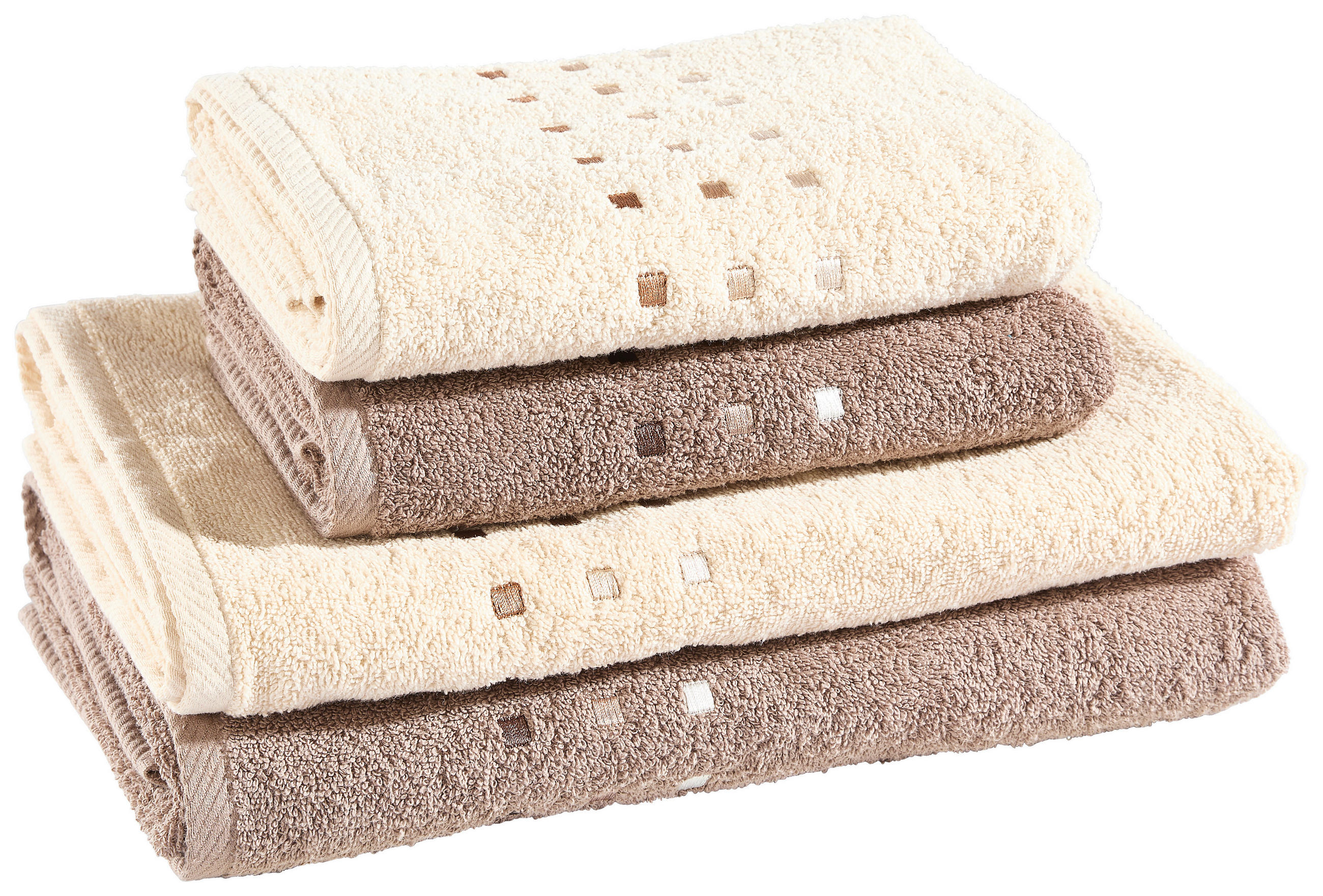 FROTTIERSET QUATTRO Taupe, Beige 4-teilig  - Taupe/Beige, Textil (50/100cm) - Esposa