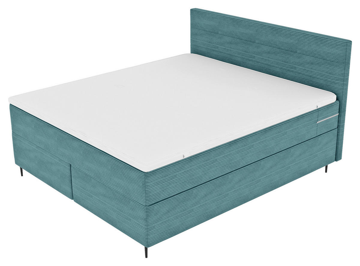 BOXSPRINGBETT 180/200 cm  in Türkis  - Türkis/Schwarz, Konventionell, Textil/Metall (180/200cm) - Carryhome