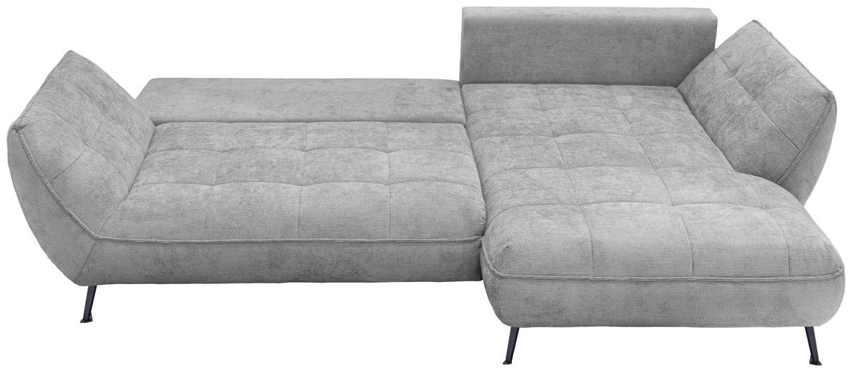 ECKSOFA in Struktur Hellgrau  - Hellgrau/Schwarz, Design, Textil/Metall (282/187cm) - Livetastic