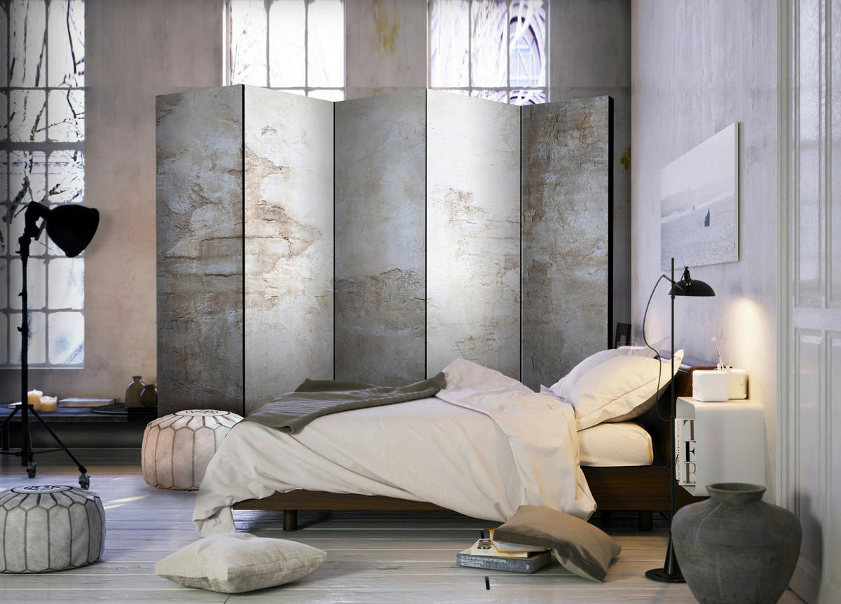 SKÄRMVÄGG  i trä, plast, textil  ljusgrå, beige  - beige/ljusgrå, Basics, trä/textil (225/172/3cm) - artgeist