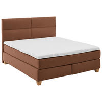 BOXSPRINGBETT 160/200 cm,  in Rostfarben, Matratze, Topper, H2 + H2 = mittel  - Rostfarben/Buchefarben, MODERN, Holz/Textil (160/200cm) - Beldomo - Sleep
