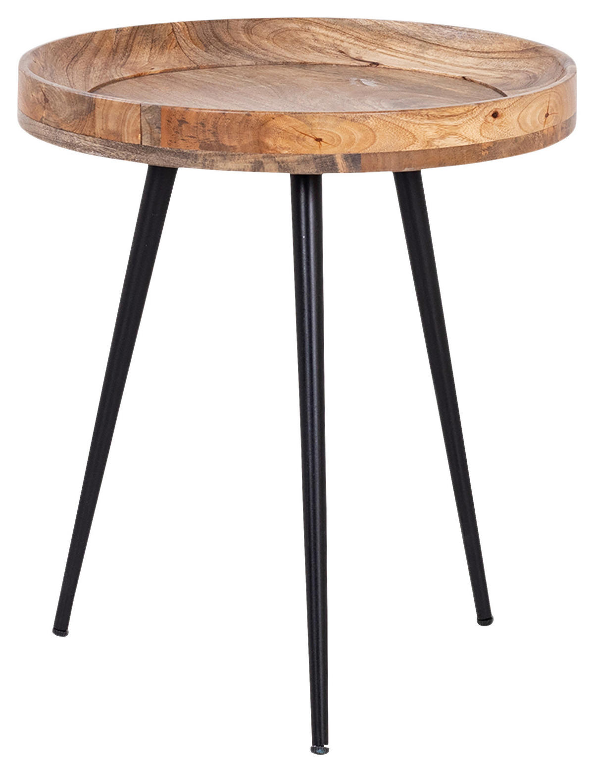 NACHTTISCH 45/50/45 cm  in massiv Mangoholz Naturfarben, Schwarz  - Schwarz/Naturfarben, MODERN, Holz/Metall (45/50/45cm) - MID.YOU