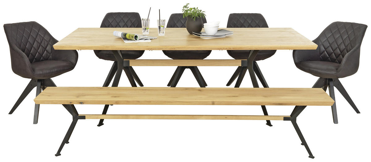 MATBORD i trä 220/100/76 cm   - svart/ekfärgad, Natur, metall/trä (220/100/76cm) - Linea Natura
