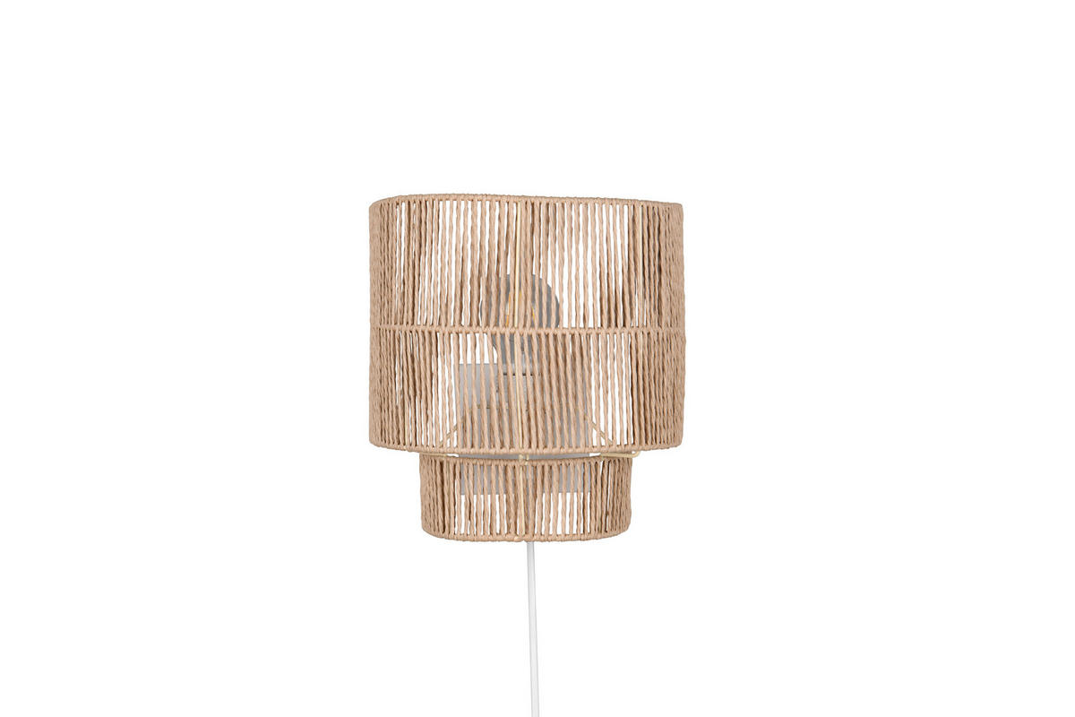 WANDLEUCHTE - Weiss/Braun, Natur, Papier (24,5/24,5/14cm)