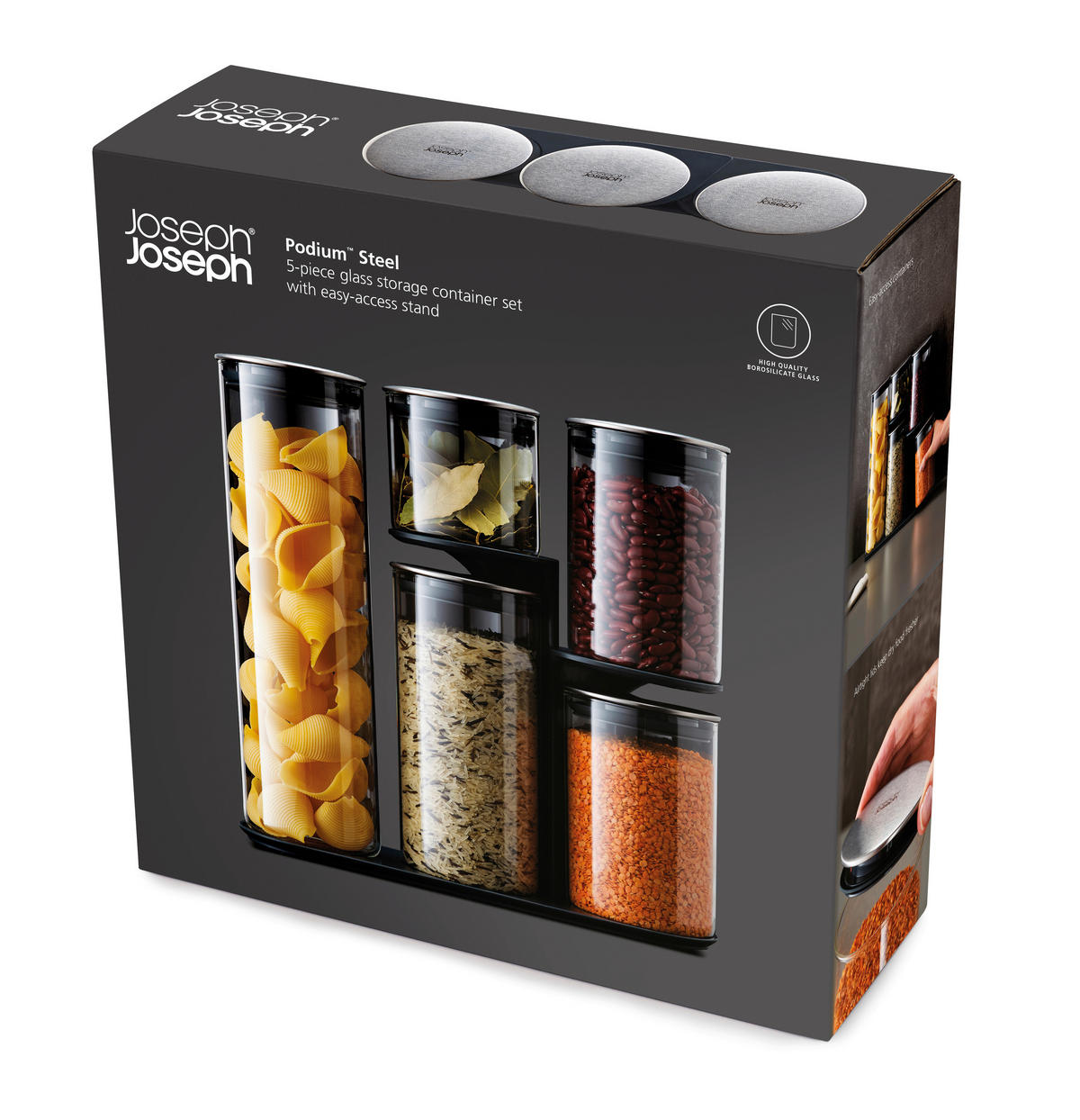 ÉTELTÁROLÓ KÉSZLET   - nemesacélszínű/áttetsző, Basics, műanyag/üveg - Joseph Joseph