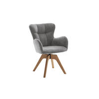 ARMLEHNSTUHL  Sitzfläche 360° drehbar Bouclé  - Wildeiche/Grau, MODERN, Holz/Textil (66/89/63cm) - MID.YOU