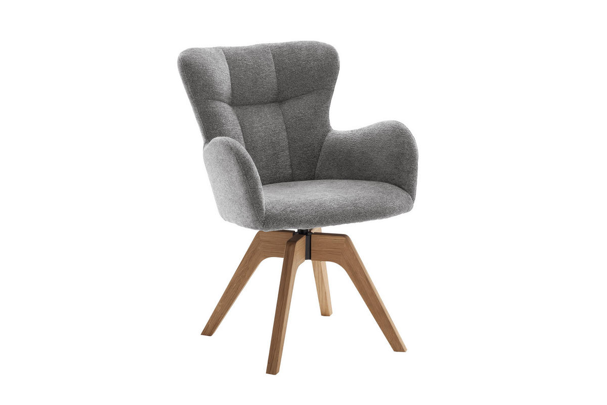 ARMLEHNSTUHL  Sitzfläche 360° drehbar Bouclé  - Wildeiche/Grau, MODERN, Holz/Textil (66/89/63cm) - MID.YOU