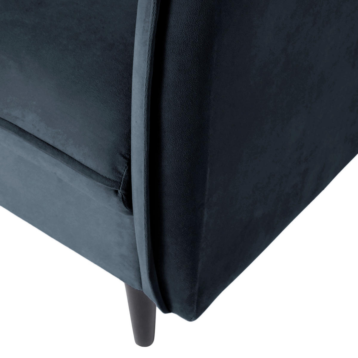 3-SITZER-SOFA JULI Samt Dunkelblau  - Schwarz/Dunkelblau, Design, Holz/Textil (203/86/100cm) - P & B