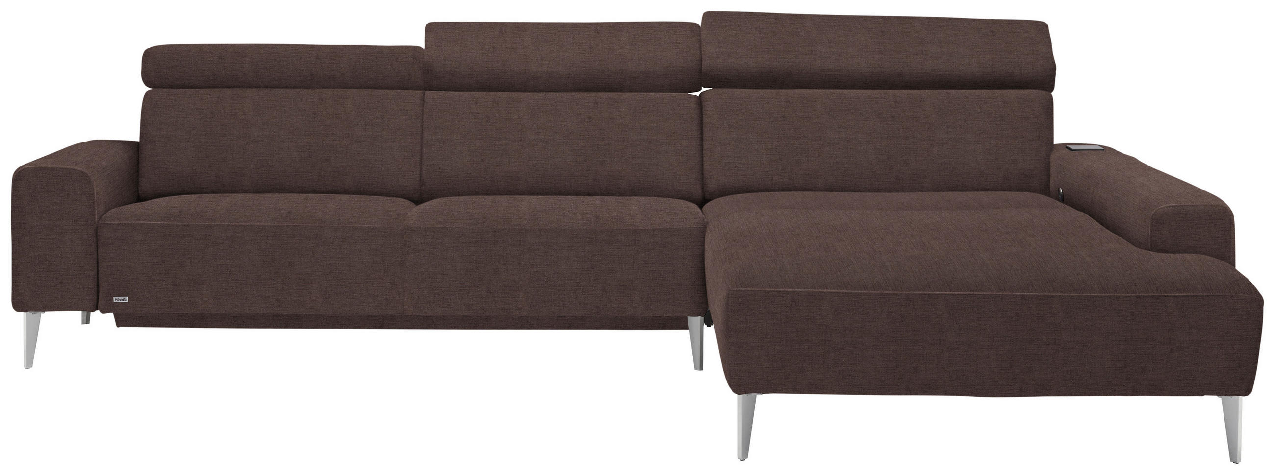 ECKSOFA in Webstoff Braun  308/205 cm  - Alufarben/Braun, Design, Textil (308/205cm) - Sedda