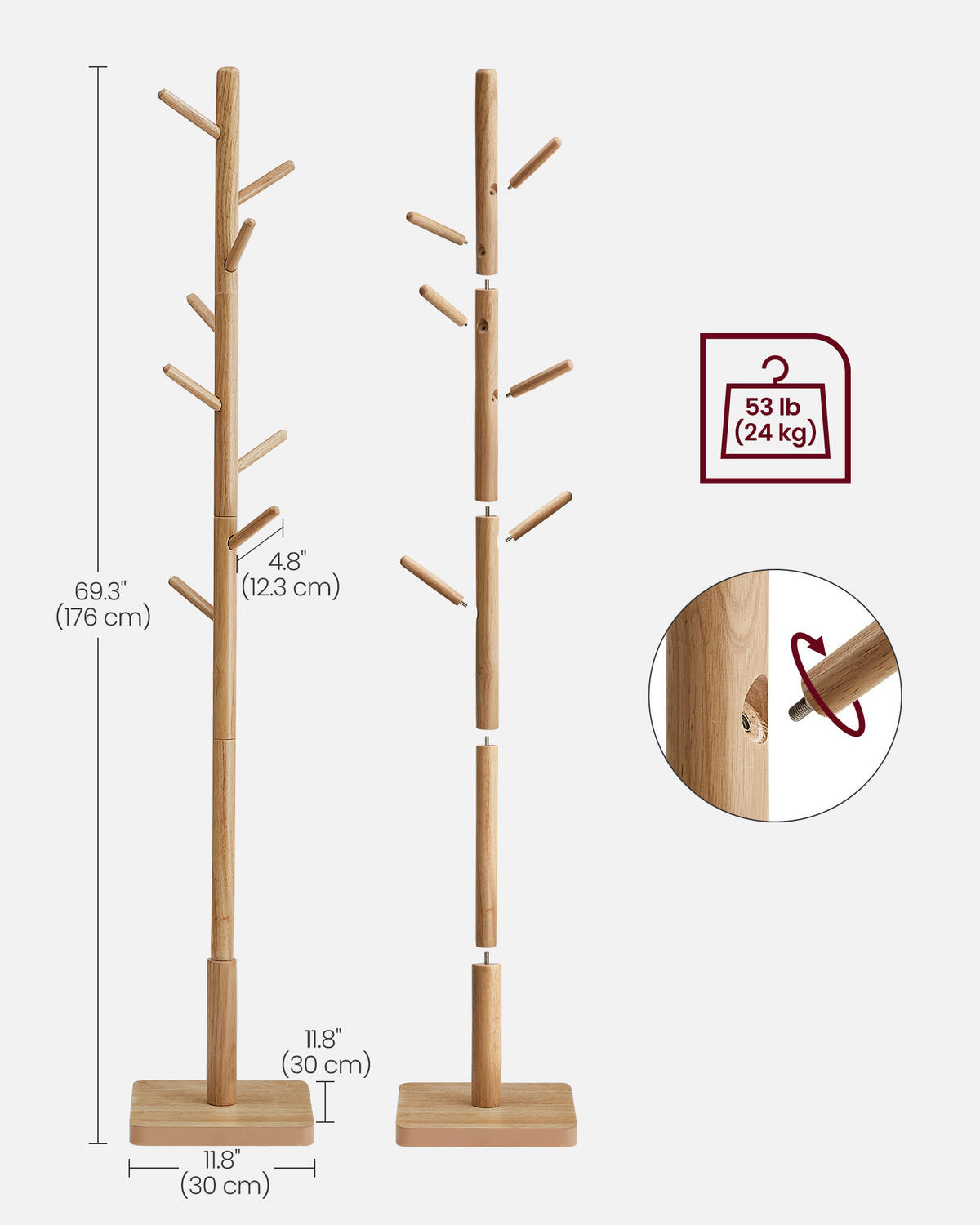 VEŠIAK NA ODEVY - écru, Basics, kompozitné drevo (30/176/30cm)