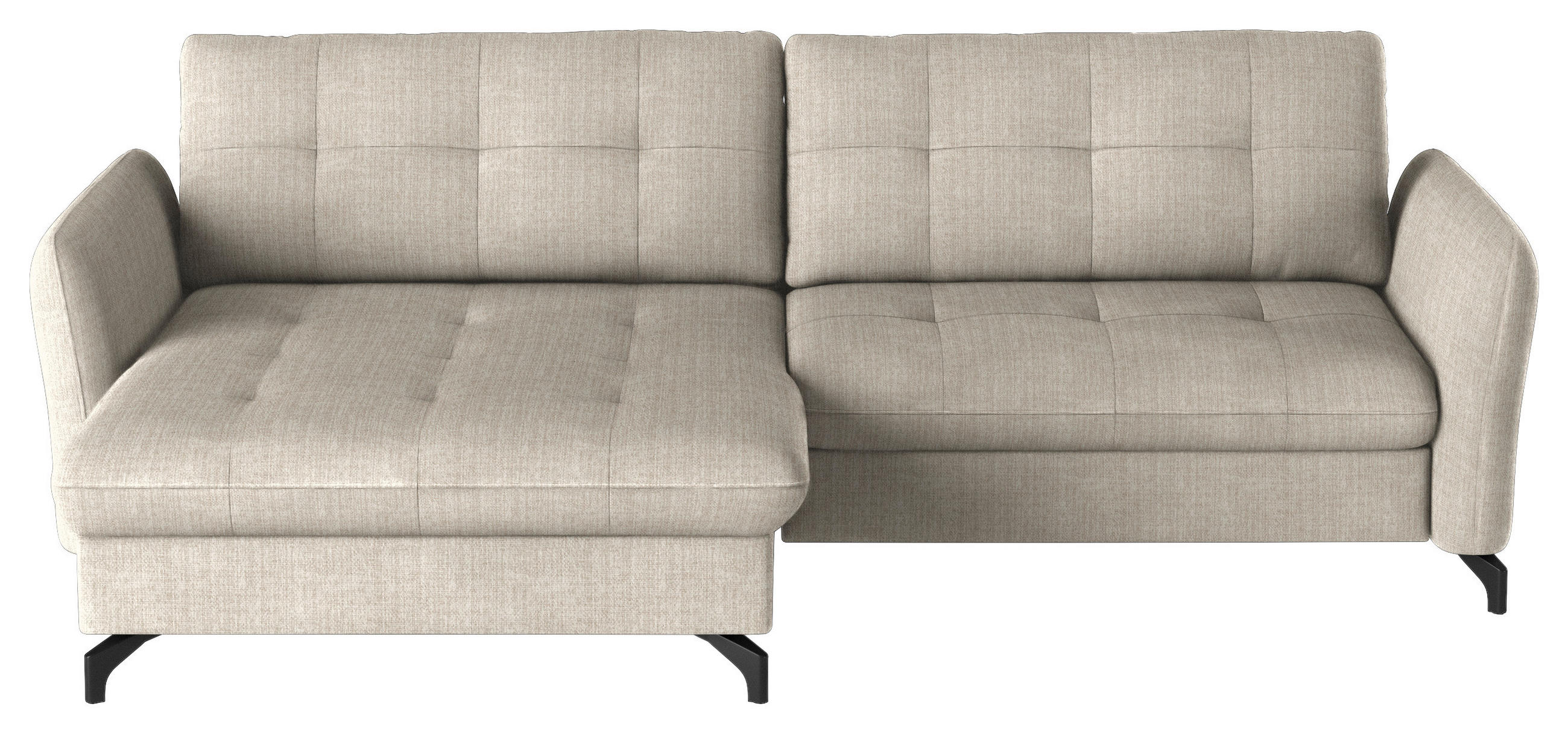 ECKSOFA in Flachgewebe, Leinenoptik Beige  - Beige/Schwarz, Design, Textil/Metall (170/242cm) - Xora