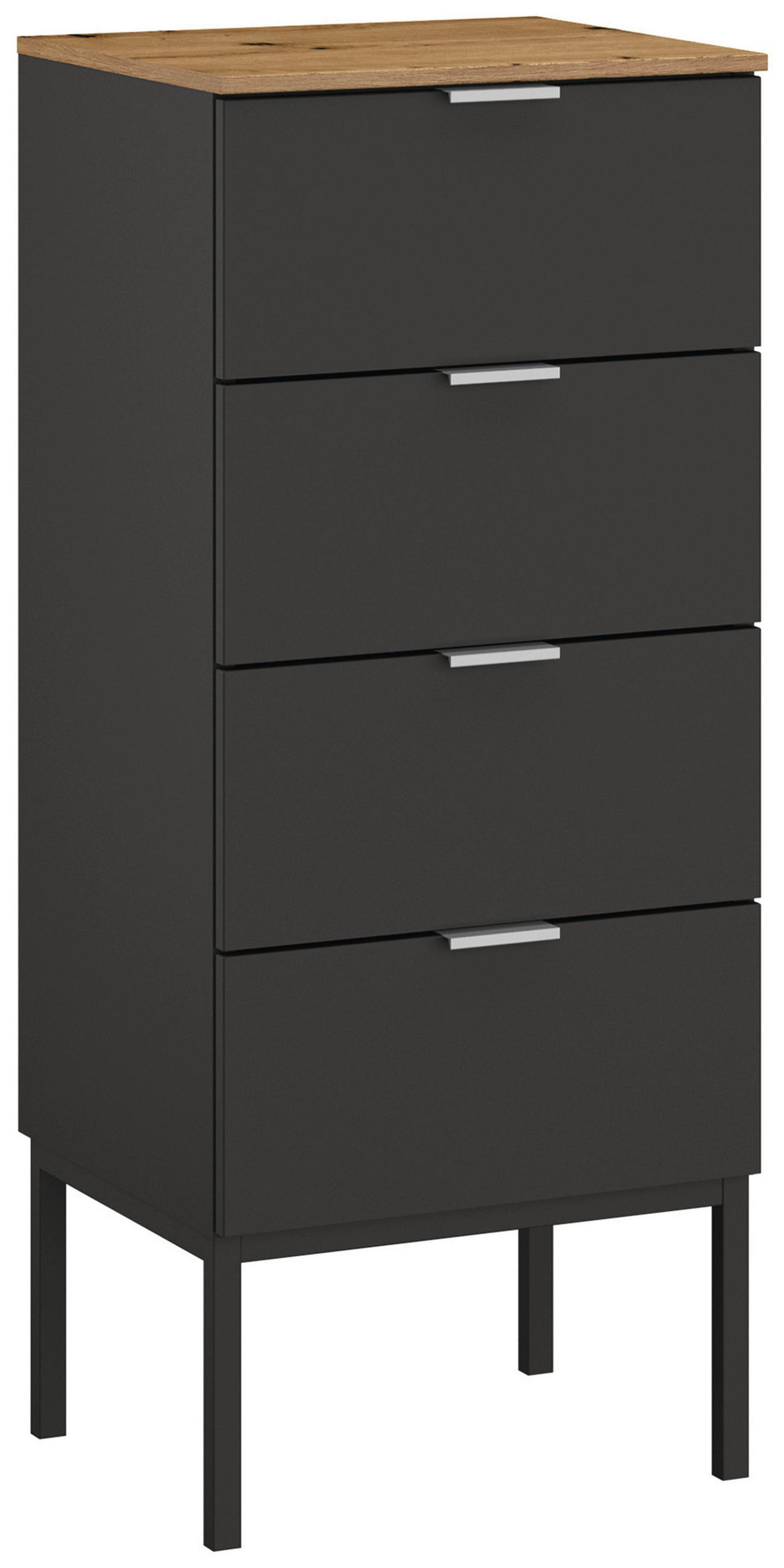 KOMMODE 40/100/42 cm Graphitfarben, Eiche Artisan  - Alufarben/Graphitfarben, Trend, Holzwerkstoff/Metall (40/100/42cm) - Stylife