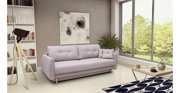 SCHLAFSOFA Webstoff Rosa  - Buchefarben/Rosa, KONVENTIONELL, Holz/Textil (220/90/95cm) - Carryhome