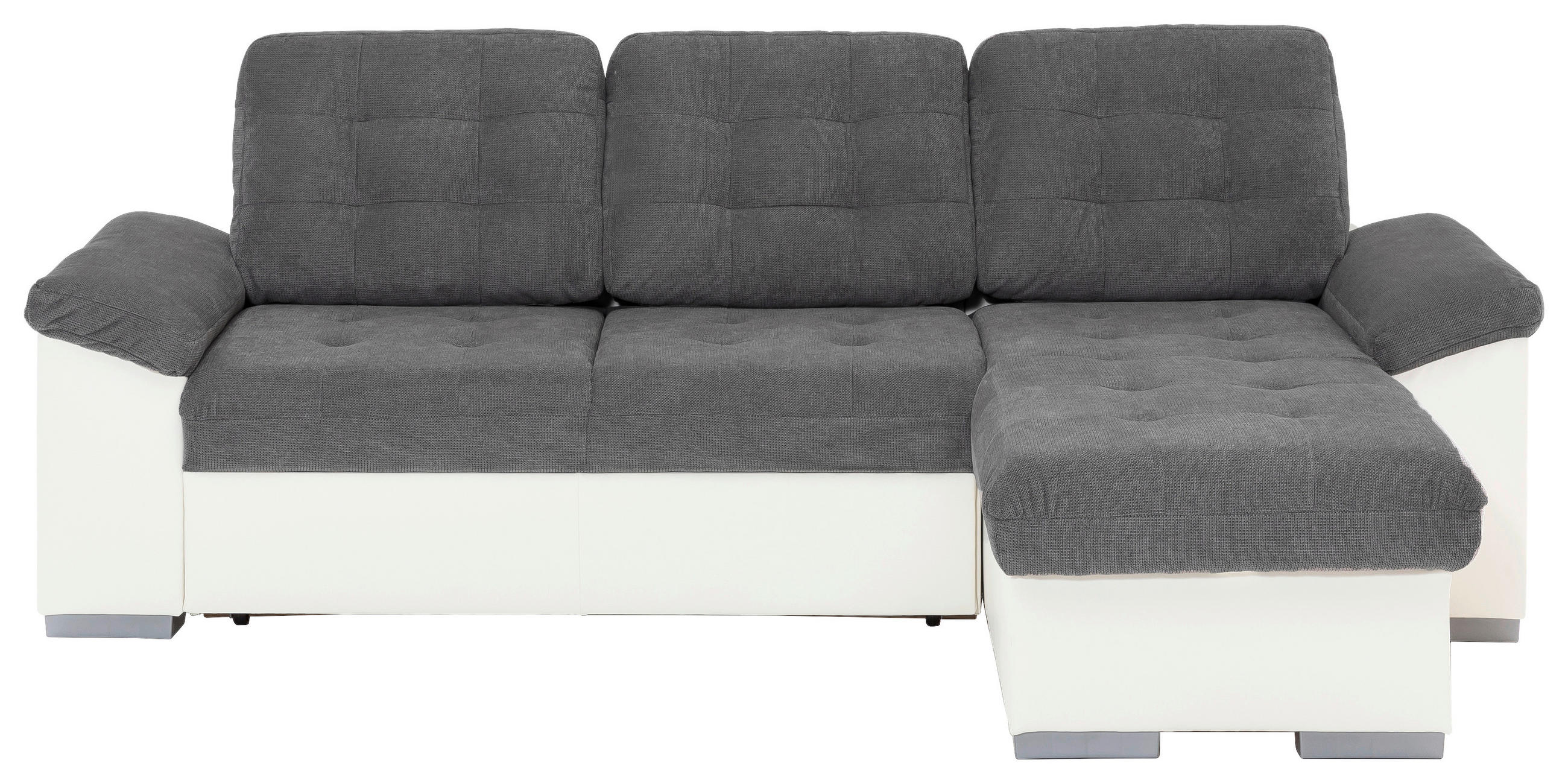 ECKSCHLAFSOFA Creme, Dunkelgrau Mikrofaser  - Dunkelgrau/Creme, MODERN, Kunststoff/Textil (232/148cm) - MID.YOU