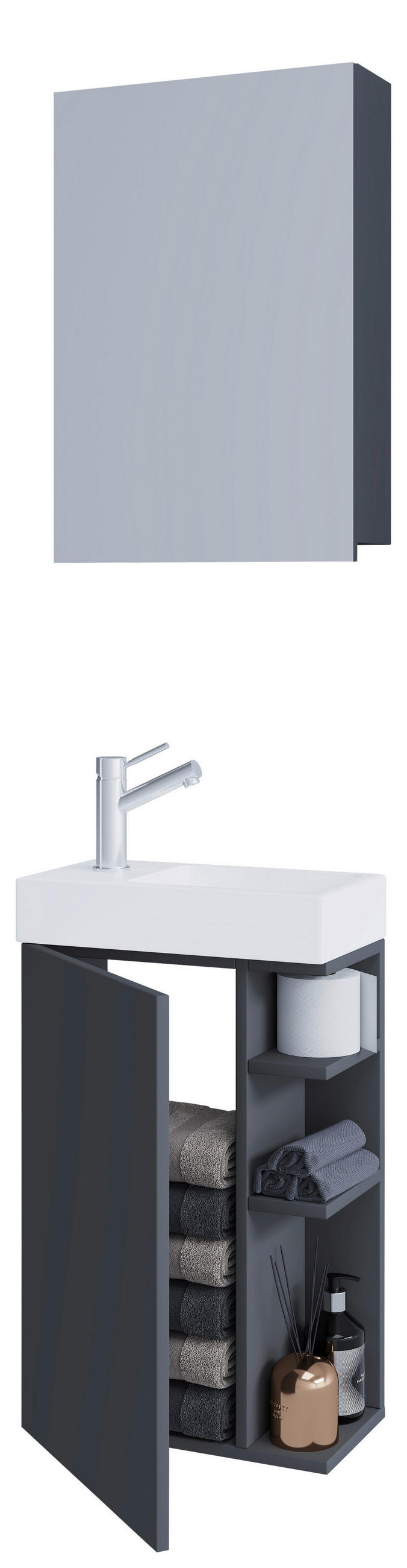 GÄSTEBAD - Anthrazit/Weiß, MODERN, Glas/Keramik (40cm) - MID.YOU