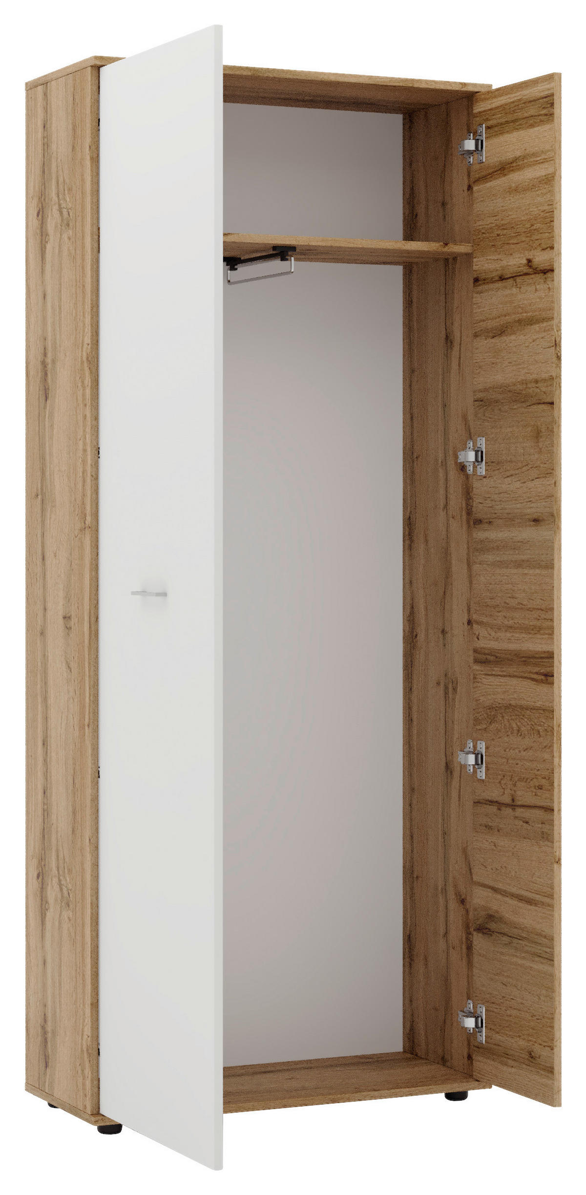 GARDEROBE 5-teilig  in 240/190/35 cm  - Eiche Wotan/Weiß, KONVENTIONELL, Glas/Holzwerkstoff (240/190/35cm) - Xora