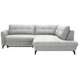 ECKSOFA in Flachgewebe, Leinenoptik Silberfarben  247/208 cm  - Silberfarben/Schwarz, MODERN, Textil/Metall (247/208cm) - Xora