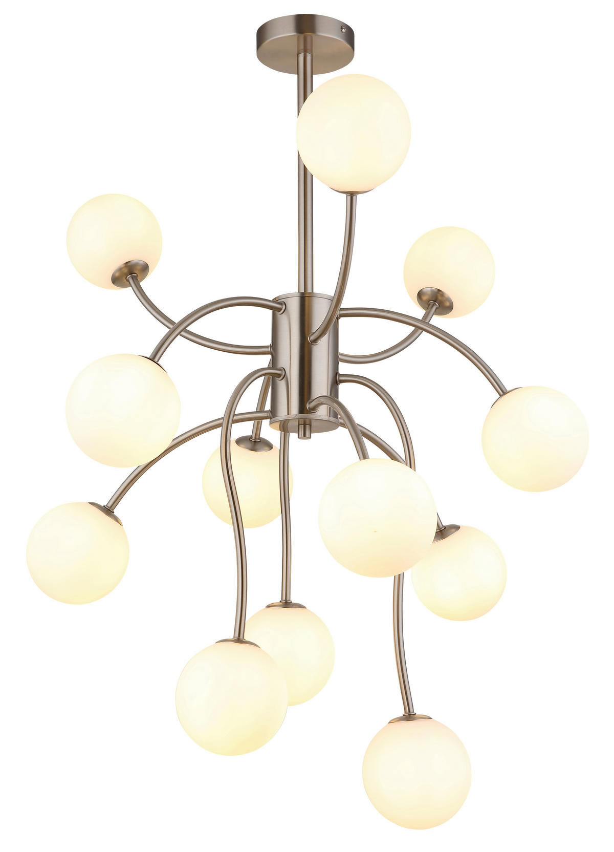 STROPNA LED-SVETILKA  RIHA //3000 K/230 V/G9 - barve niklja/bela, Design, kovina/steklo (62/93cm) - Globo