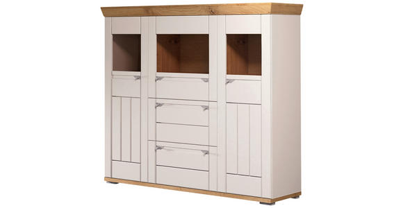 HIGHBOARD Kaschmir, Eiche Artisan  161/144/47 cm  - Kaschmir/Eiche Artisan, ROMANTIK / LANDHAUS, Glas/Holzwerkstoff (161/144/47cm) - Landscape