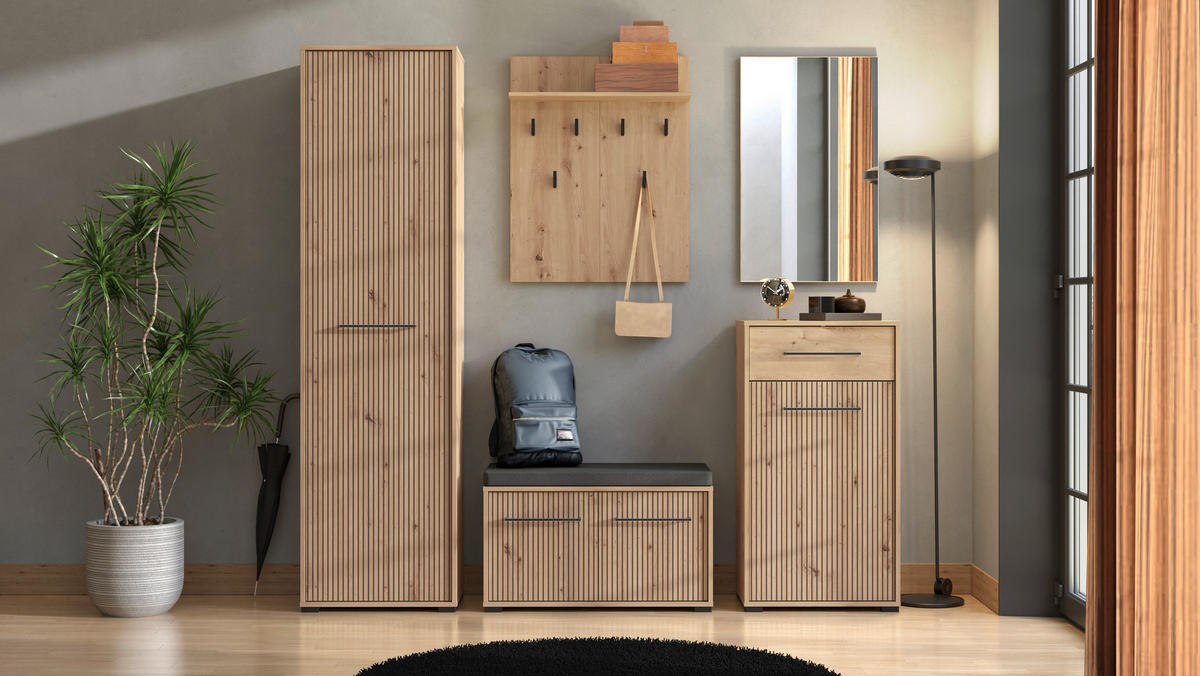 GARDEROBNA OMARA hrast artisan - hrast artisan, Basics, leseni material (54,5/197,5/40cm) - Xora