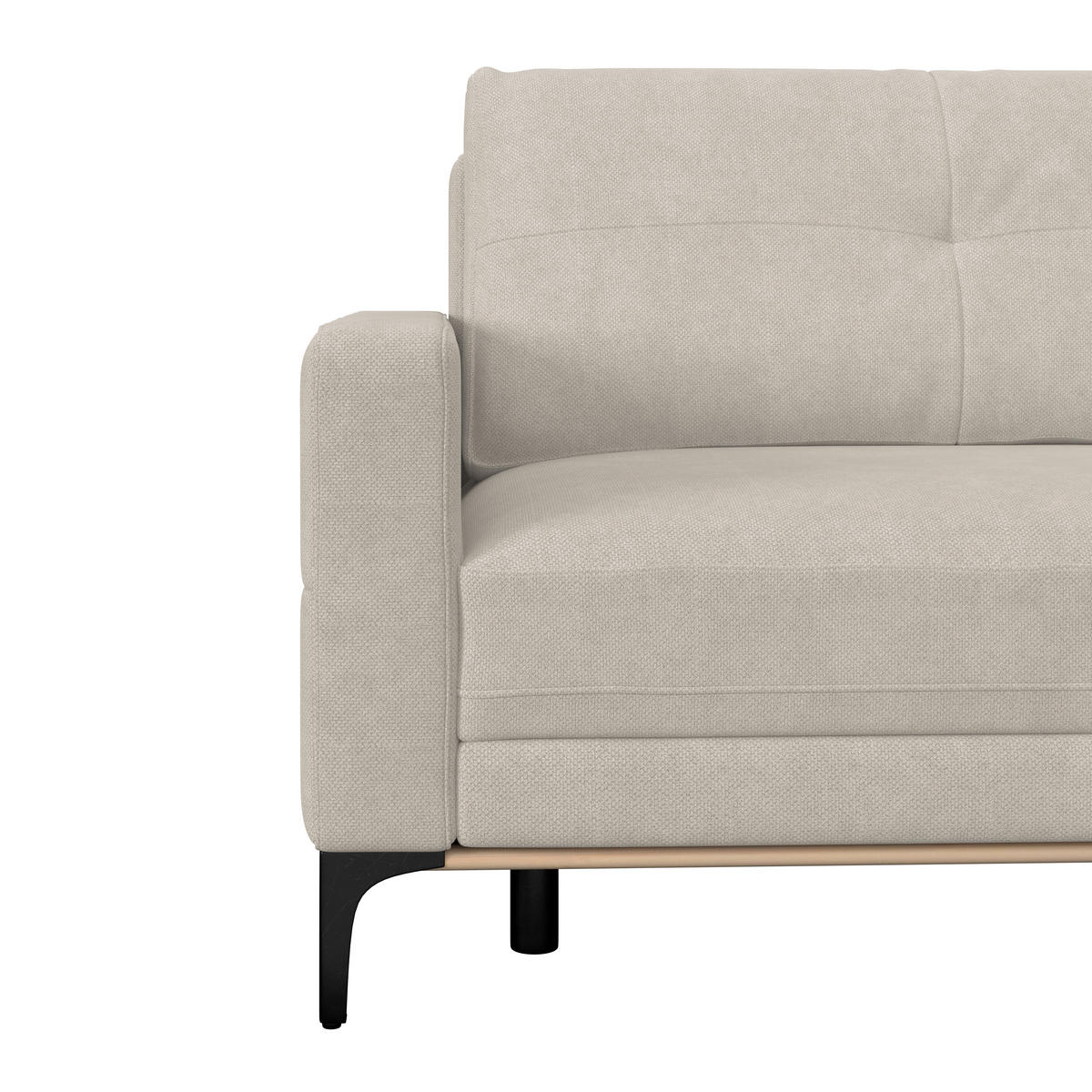 ECKSOFA in Creme  - Creme/Schwarz, Modern, Textil/Metall (238/162cm) - Ondega