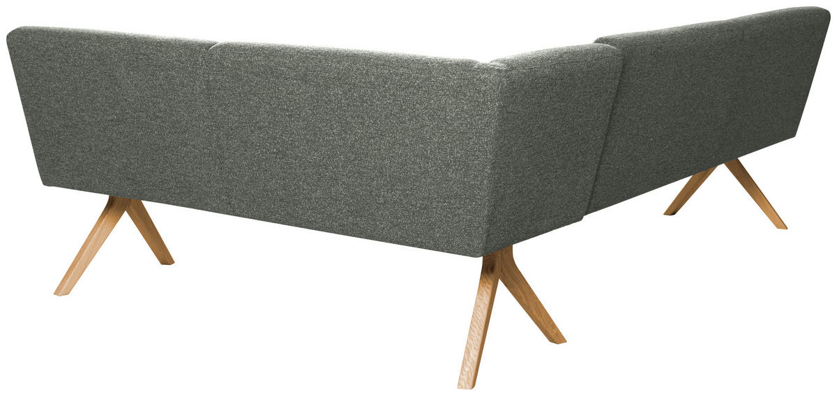 ECKBANK Holz, Textil Graugrün  - Eichefarben/Graugrün, Konventionell, Holz/Textil (218/172cm) - Linea Natura