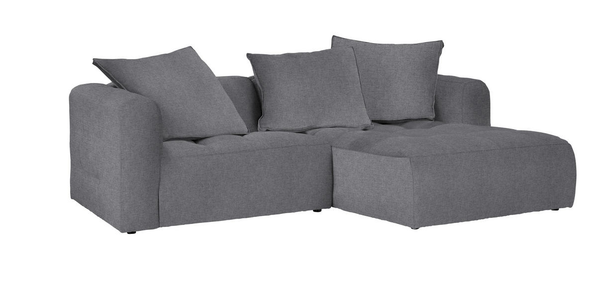 ECKSOFA in Flachgewebe Grau  - Schwarz/Grau, Lifestyle, Kunststoff/Textil (240/173cm) - Stylife