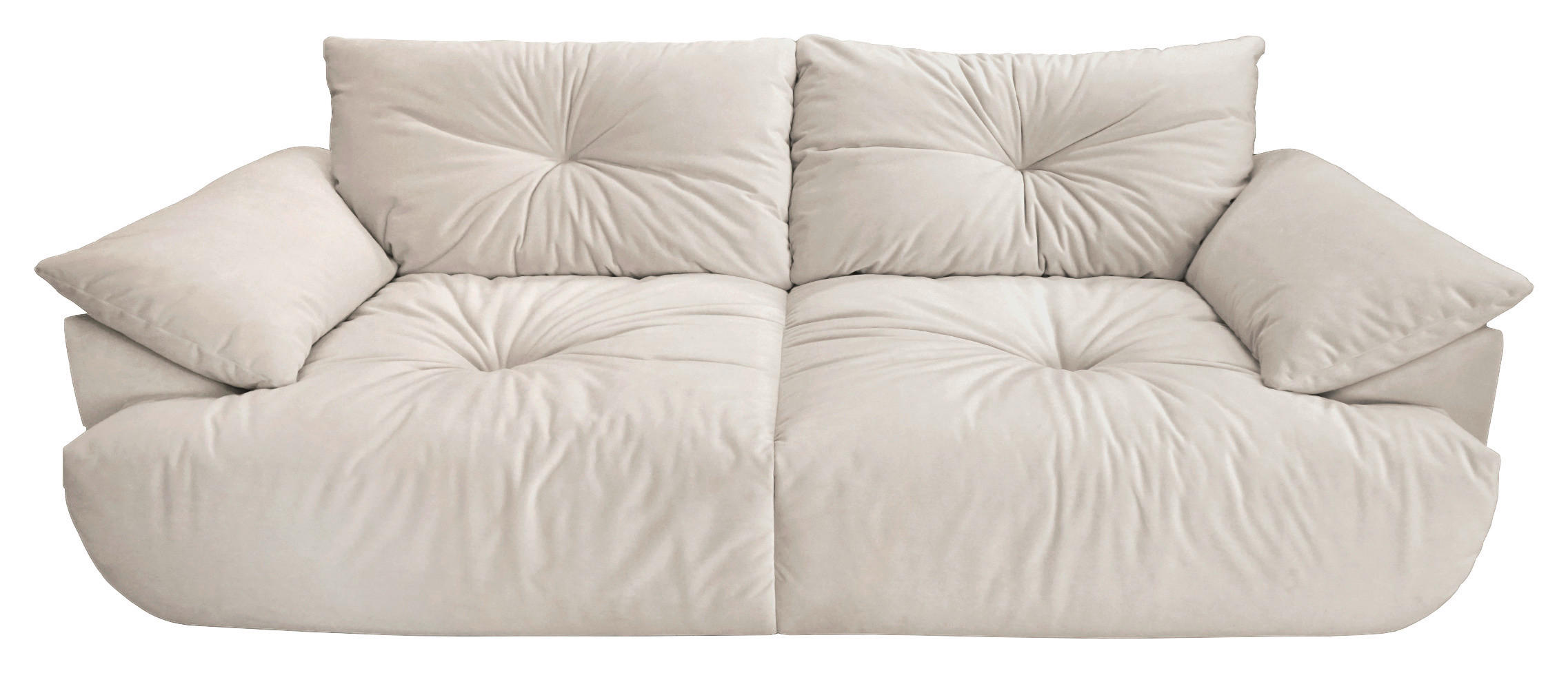 BIGSOFA Webstoff Creme  - Creme/Schwarz, KONVENTIONELL, Kunststoff/Textil (243/90,5/130cm) - Ambia Home