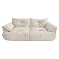 BIGSOFA Webstoff Creme  - Creme/Schwarz, KONVENTIONELL, Kunststoff/Textil (243/90,5/130cm) - Ambia Home