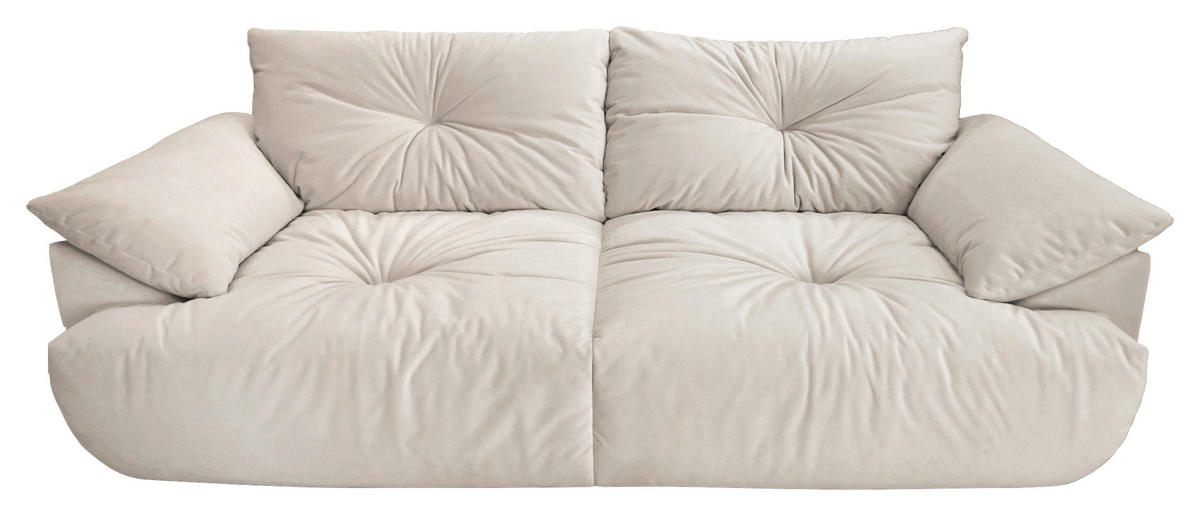 BIGSOFA Webstoff Creme  - Creme/Schwarz, KONVENTIONELL, Kunststoff/Textil (243/90,5/130cm) - Ambia Home