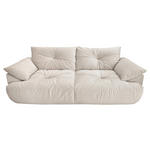 BIGSOFA  in Webstoff Creme  - Creme/Schwarz, KONVENTIONELL, Kunststoff/Textil (243/90,5/130cm) - Ambia Home
