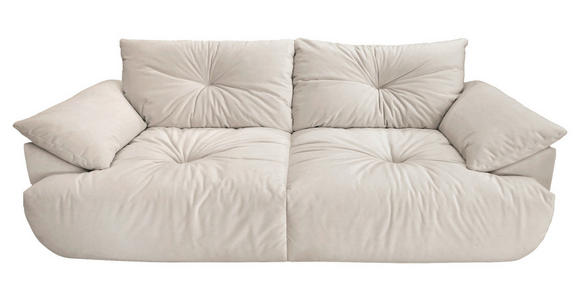BIGSOFA  in Webstoff Creme  - Creme/Schwarz, KONVENTIONELL, Kunststoff/Textil (243/90,5/130cm) - Ambia Home
